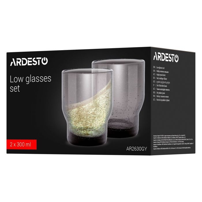 Набор стаканов Ardesto Bubble 300мл, 2шт, скло, сірий (AR2630GY) изображение 4