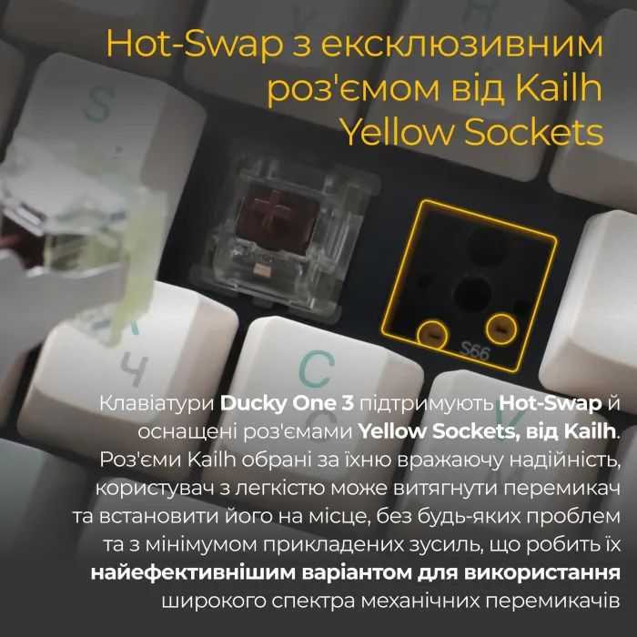 Клавиатура Ducky One 3 TKL Cherry MX Silent Red UA USB Cream (DKON2187-SUAPXМAEGGC1) изображение 12