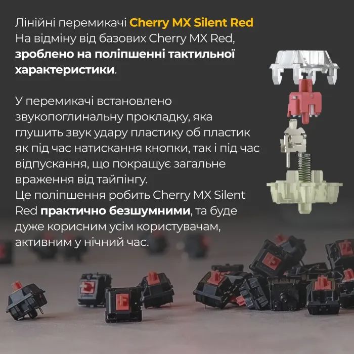 Клавиатура Ducky One 3 TKL Cherry MX Silent Red UA USB Cream (DKON2187-SUAPXМAEGGC1) изображение 5
