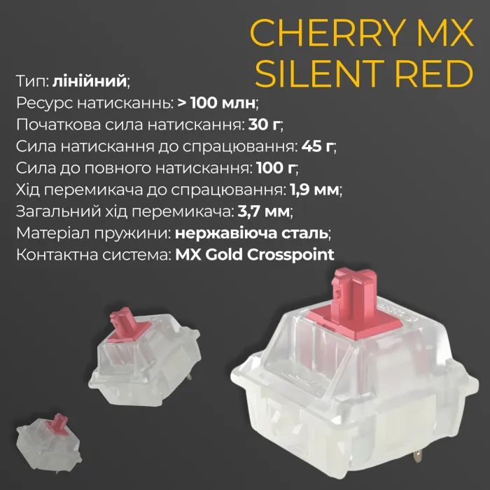 Клавиатура Ducky One 3 TKL Cherry MX Silent Red UA USB Cream (DKON2187-SUAPXМAEGGC1) изображение 6