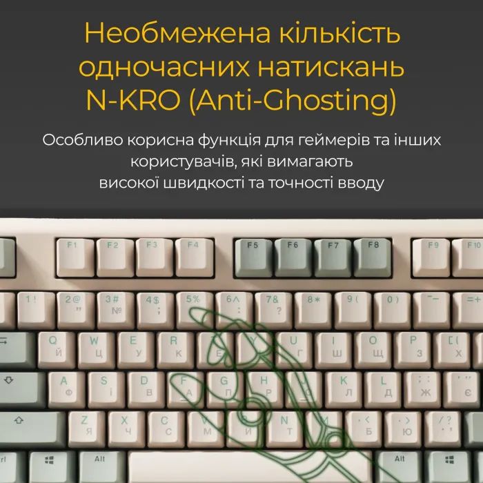 Клавиатура Ducky One 3 TKL Cherry MX Silent Red UA USB Cream (DKON2187-SUAPXМAEGGC1) изображение 9