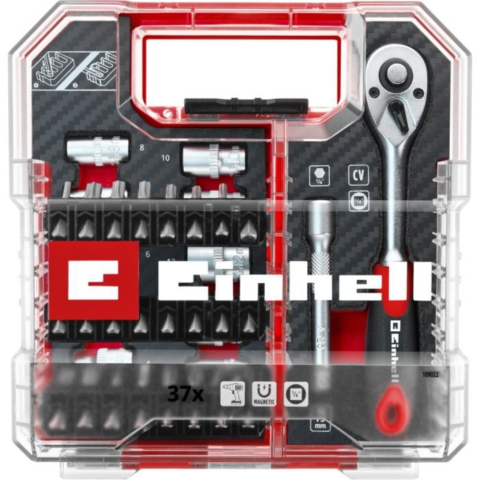 Набор инструментов Einhell бит и головок, 1/4" 4-13мм, 37шт, кейс (109022) изображение 11