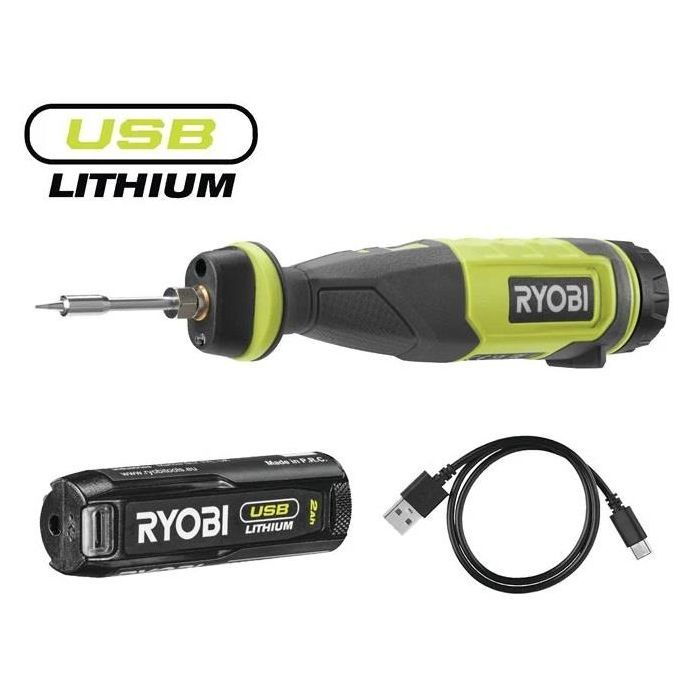 Паяльник электрический Ryobi RSI4-120G аккумуляторный, USB, Lithium 4V 2Ah, 460°С, подсветка (5133006146) изображение 2