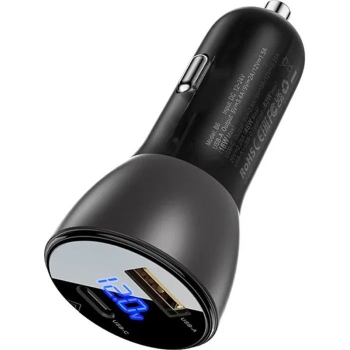 Зарядное устройство Acefast 2xUSB 63W (USB-C + USB-A) B6 with digital display (6974316280972) изображение 2