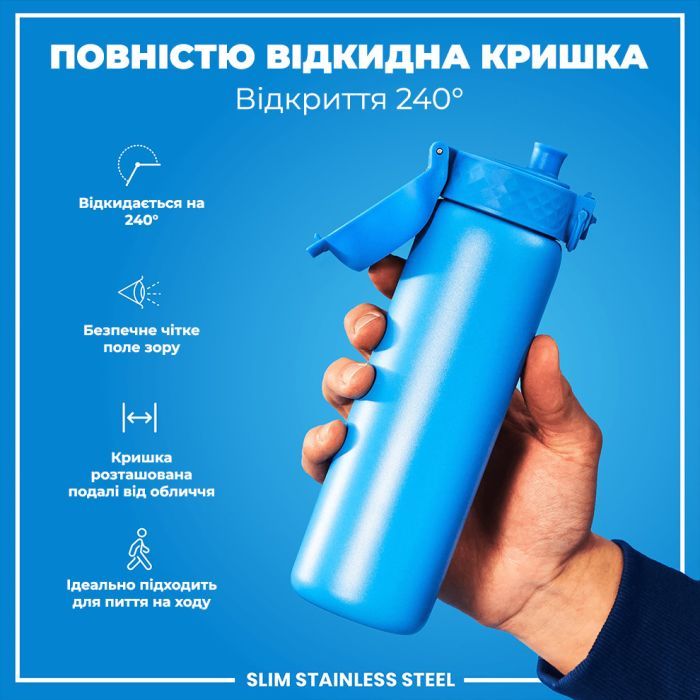 Пляшка для води ION8 OneTouch Stainless Steel 600 мл Blue (I8SS600BLU) зображення 3