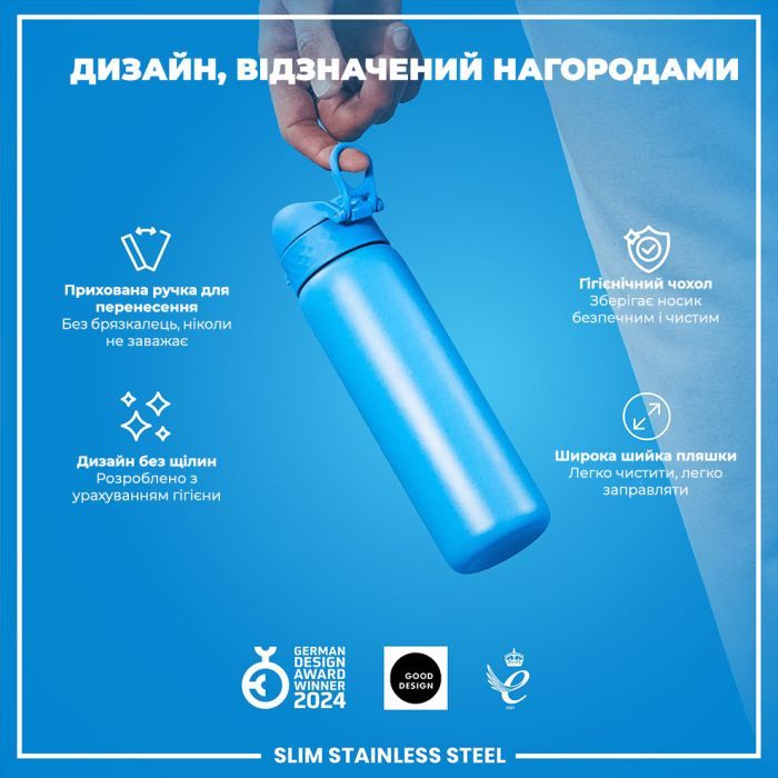 Пляшка для води ION8 OneTouch Stainless Steel 600 мл Blue (I8SS600BLU) зображення 4