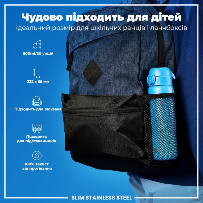 Пляшка для води ION8 OneTouch Stainless Steel 600 мл Blue (I8SS600BLU) зображення 5