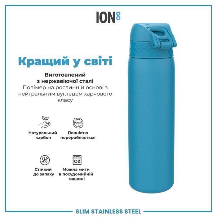 Пляшка для води ION8 OneTouch Stainless Steel 600 мл Blue (I8SS600BLU) зображення 6