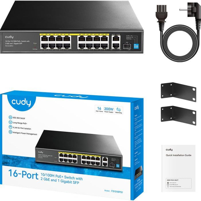 Комутатор мережевий Cudy FS1018PS1 зображення 2