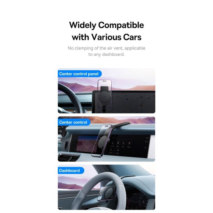 Универсальный автодержатель Baseus C02 Magnetic Phone Holder Cluster Black (SUCC000201) изображение 12