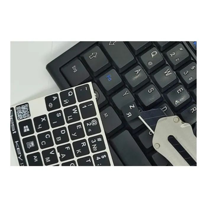 Наклейка на клавіатуру BestKey непрозора чорна, 76, срібний (BKU13SIL/011) зображення 3