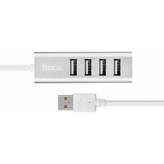 Концентратор HOCO USB 2.0 to 4xUSB Line machine HB1 Silver (6957531038146) зображення 2