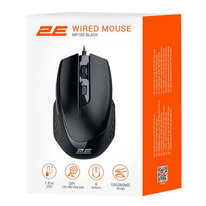 Мышка 2E MF180 USB Black (2E-MF180UB) изображение 3
