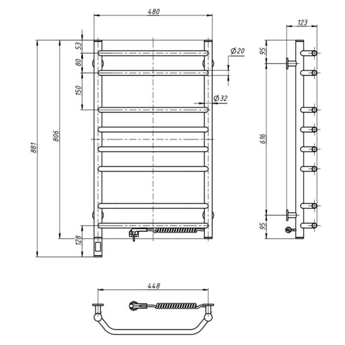 Сушарка для рушників Navin Блюз 480x800 (12-006033-4880) зображення 4