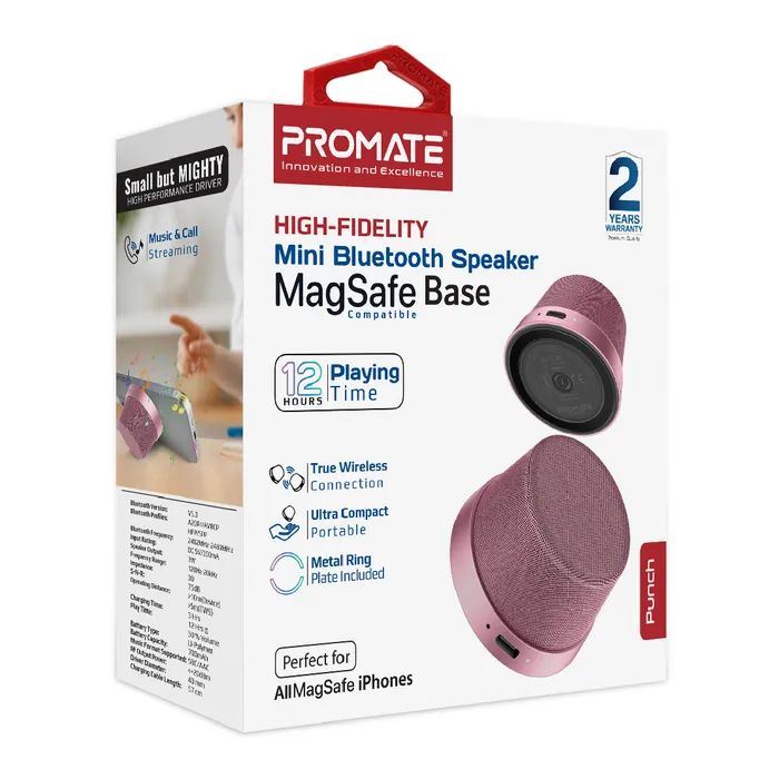 Акустическая система Promate Punch 3 Вт Pink (punch.pink) изображение 9