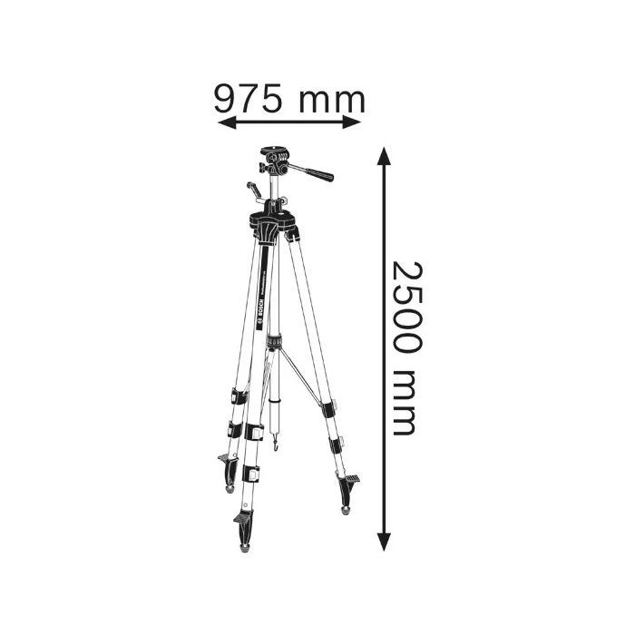 Штатив для нивелира Bosch Professional BT250 для оптических нивелиров, 1/4", 97.5-250см, 3.4кг (0.601.096.A00) изображение 6
