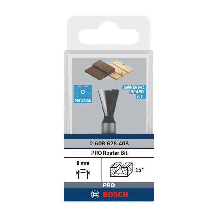 Фреза Bosch Professional пазова V-подібна V, Std, S8, D16, L16 90° (2.608.628.407) зображення 2