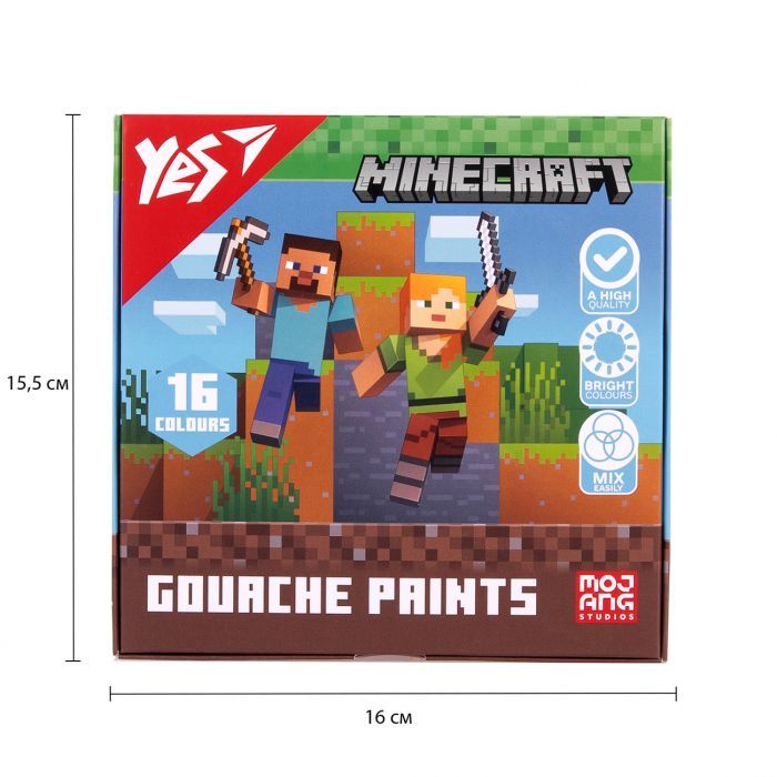 Гуашевые краски Yes Minecraft 6 кольорів по 20 мл (230405) изображение 6