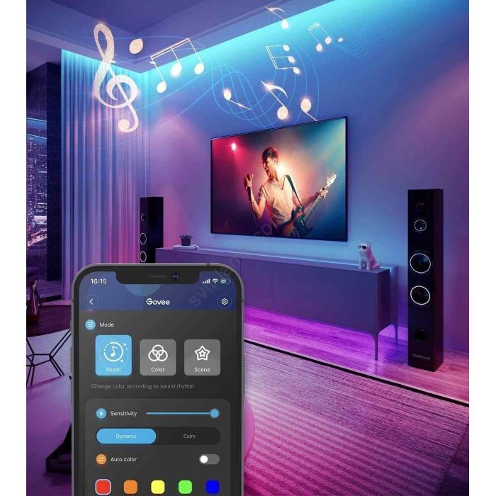 Світлодіодна стрічка Govee H615A LED 5.0m, RGB, WI-FI/Bluetooth, microphone, white (H615A3A3) зображення 3