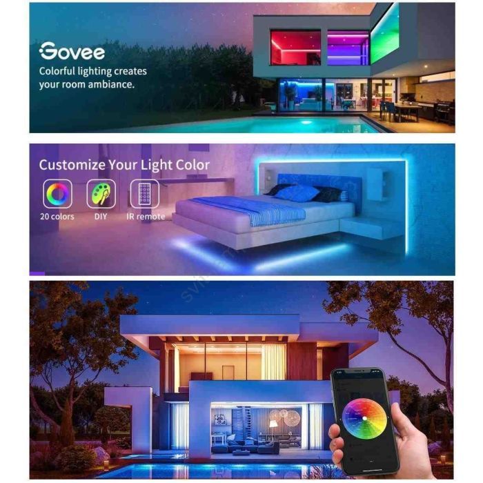 Світлодіодна стрічка Govee H615A LED 5.0m, RGB, WI-FI/Bluetooth, microphone, white (H615A3A3) зображення 4