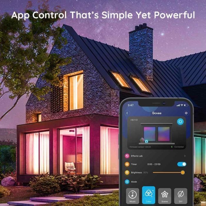Світлодіодна стрічка Govee H615A LED 5.0m, RGB, WI-FI/Bluetooth, microphone, white (H615A3A3) зображення 5