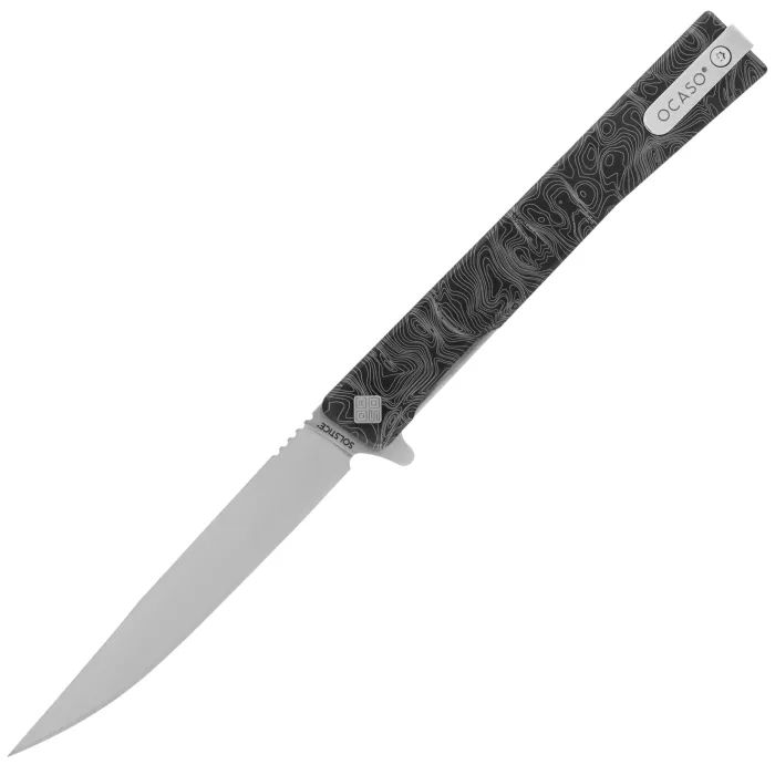 Ніж Ocaso Solstice, Engraved titanium Topo Pattern, Black (10ETB)