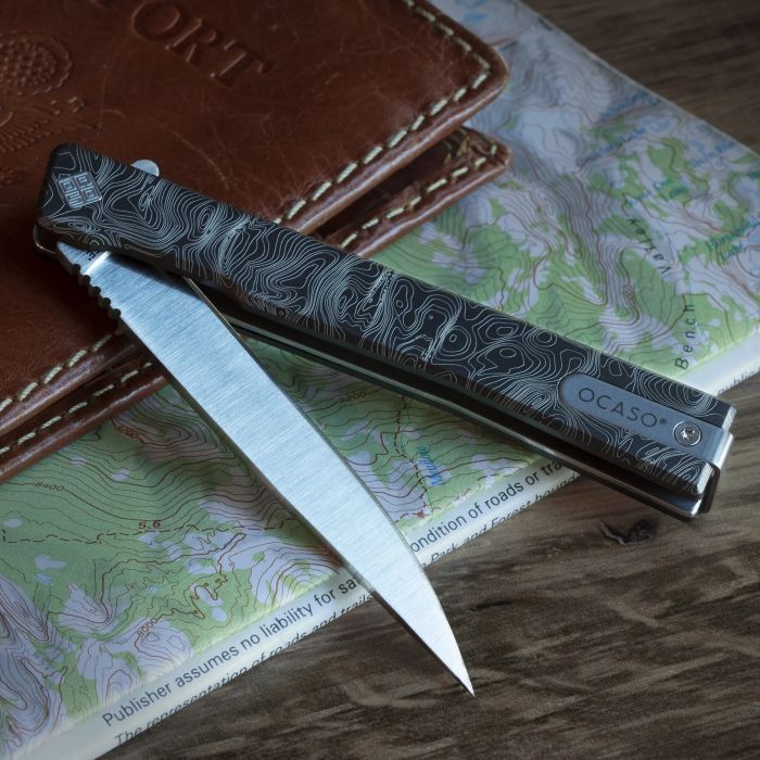 Ніж Ocaso Solstice, Engraved titanium Topo Pattern, Black (10ETB) зображення 2