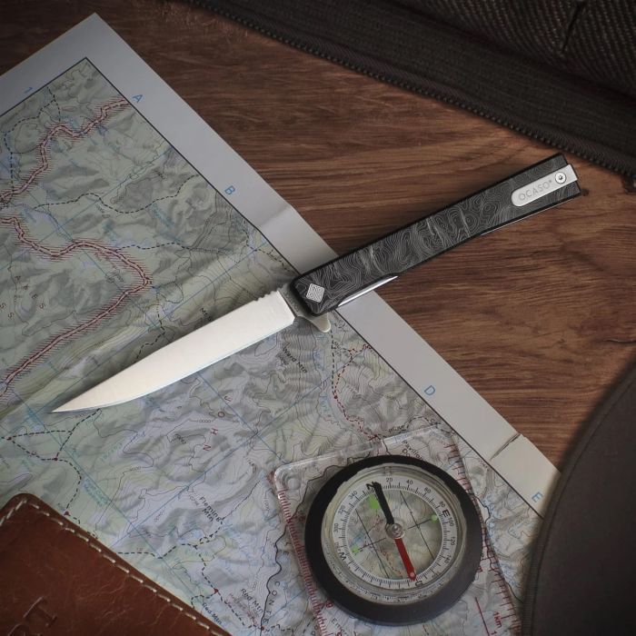 Ніж Ocaso Solstice, Engraved titanium Topo Pattern, Black (10ETB) зображення 3