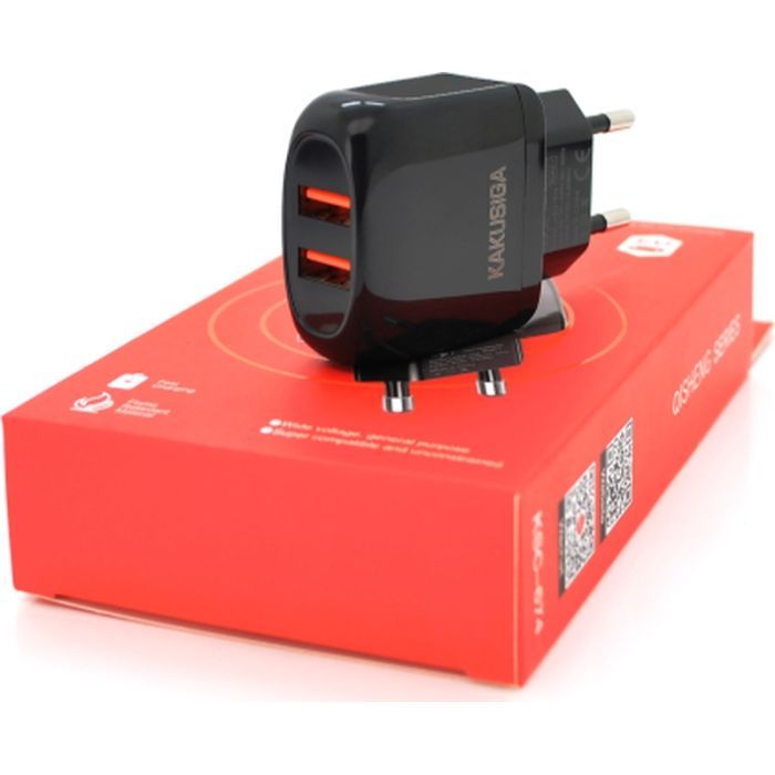 Зарядное устройство KAKUSIGA 2xUSB 12W black (KSC-674-QISHENG-B)