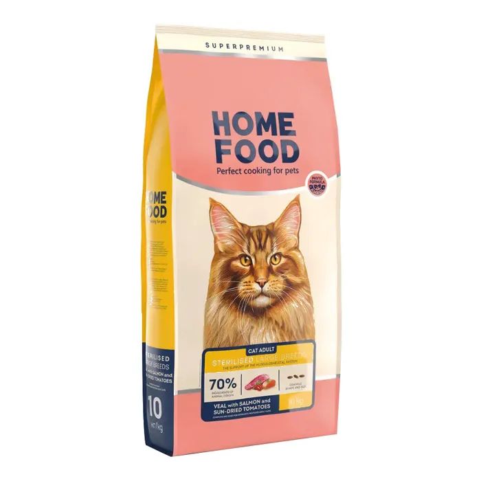 Сухий корм для кішок Home Food For large breeds з телятиною, лососем та в’яленими томатами 1.6 кг (4820235021184)