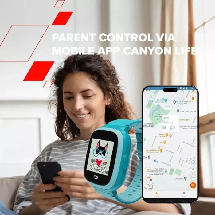 Смарт-годинник Canyon Sunny KW-48 Video 4G GPS Games Music Yellow/Green (CNE-KW48YG) зображення 12