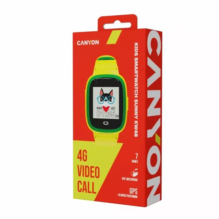 Смарт-годинник Canyon Sunny KW-48 Video 4G GPS Games Music Yellow/Green (CNE-KW48YG) зображення 6