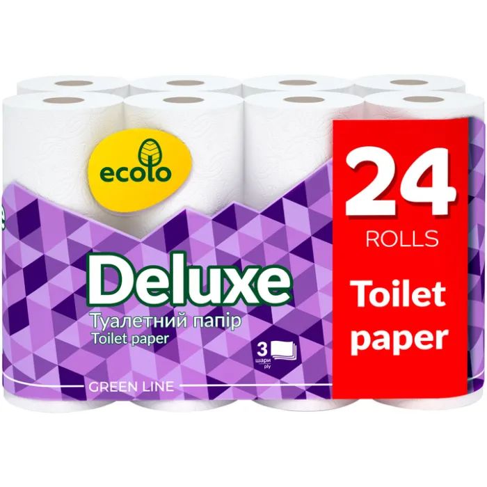 Туалетний папір Ruta Ecolo Deluxe 3 шари 24 рулони (4820202896210)