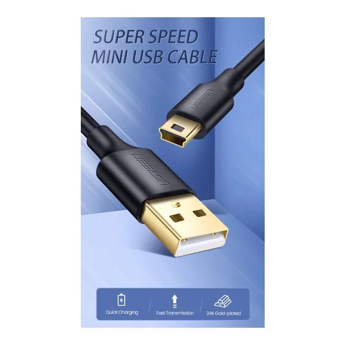 Дата кабель USB 2.0 AM to Mini 5P 1.5m US132 black Ugreen (10385) зображення 2