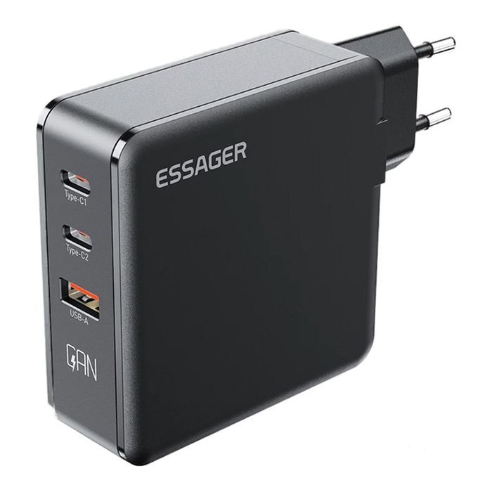 Зарядное устройство Essager 2xUSB-C + 1xUSB 140W GaN (ECT2CA-ZCB01-Z) изображение 2
