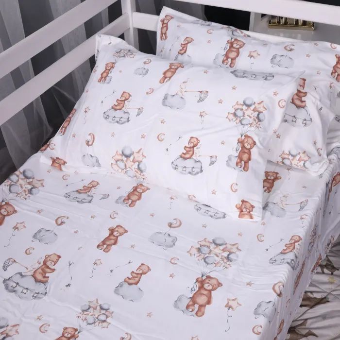 Постельное белье MirSon 010 Teddy ballons Фланель 160x220 Полуторный Евро (2200009654091) изображение 6