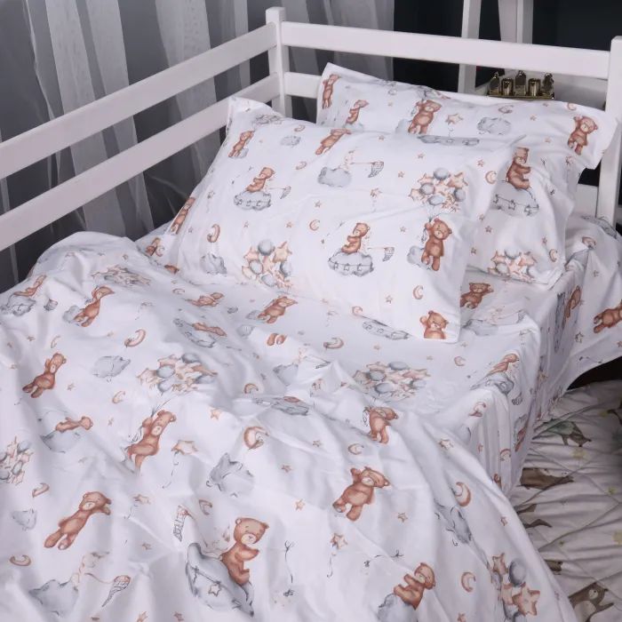 Постельное белье MirSon 010 Teddy ballons Фланель 160x220 Полуторный Евро (2200009654091) изображение 2