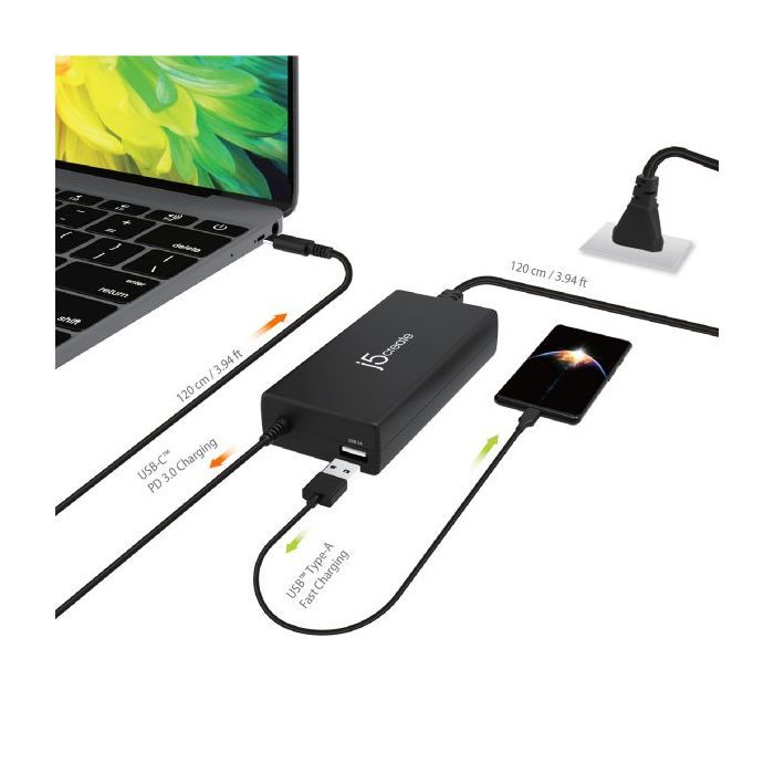 Блок питания к ноутбуку J5create USB-C/PD/90W, USB-A/10W (JUP2290C-EN) изображение 6