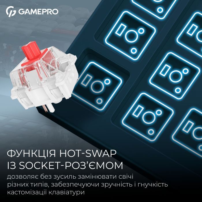 Клавіатура GamePro Asgard Ragnar Wireless/Bluetooth/USB UA White (MK285WH) зображення 8