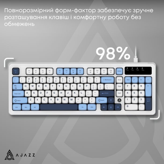 Клавиатура Ajazz AF98 USB UA White/Blue (AF98-GB) изображение 8