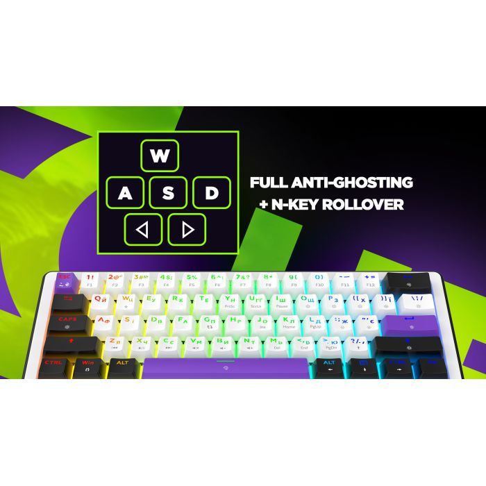 Клавиатура Hator Hellyberry HK60 Mechanical Linear RGB USB UA White/Violet (HK60) изображение 10