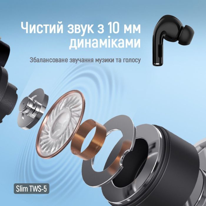 Наушники ColorWay Slim TWS-5 Earbuds Black (CW-TWS5BK) изображение 7