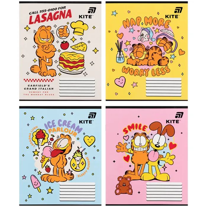Тетрадь Kite Garfield, 12 листов, косая линия (GF26-235)