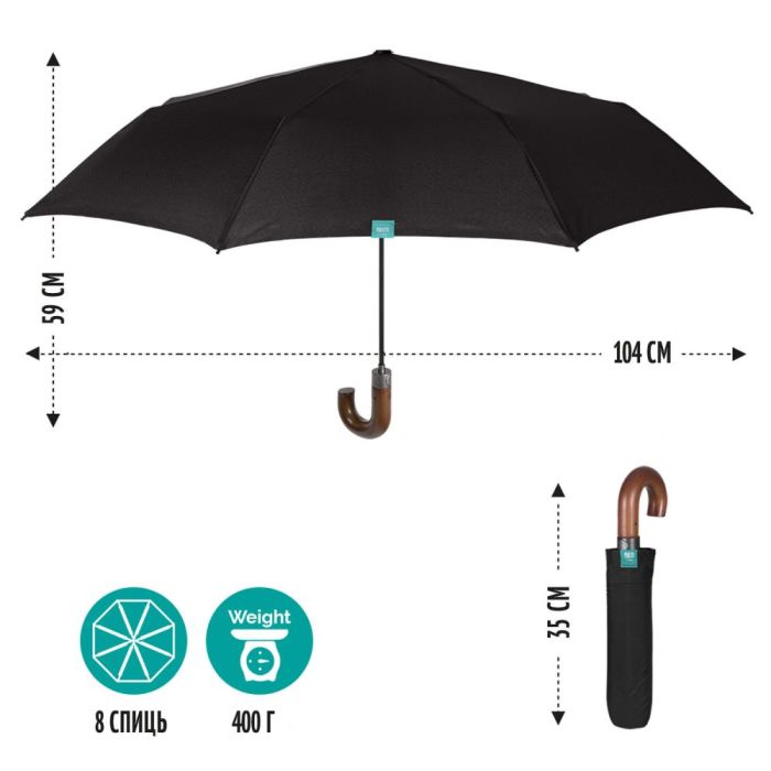 Зонт Perletti Time складана автоматична, чорна (P26351) изображение 3