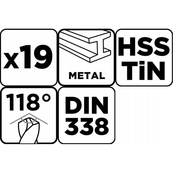 Набор сверл Graphite по металлу, HSS TiN, 1-10мм, кейс, 19шт (54T950) изображение 6