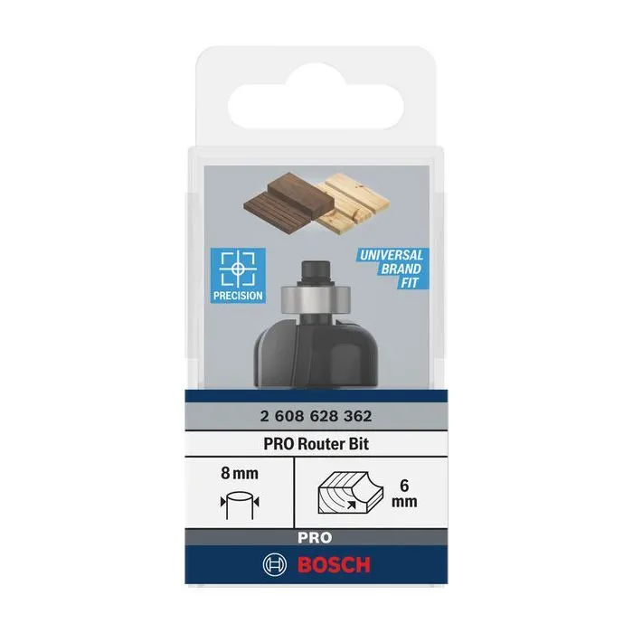 Фреза Bosch Professional, Std S8, профільна E, R6, D24.7, L13 (2.608.628.362) зображення 2
