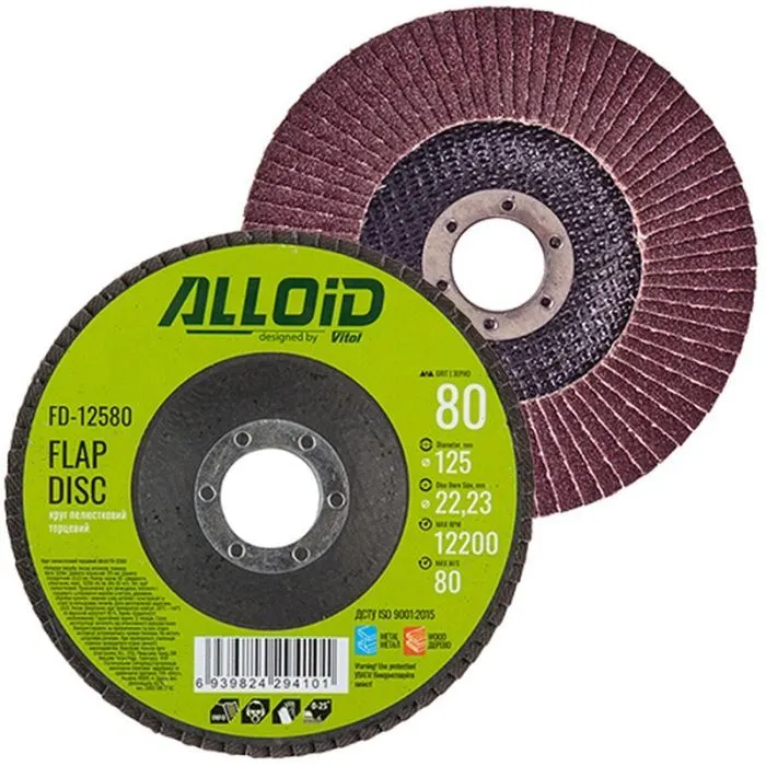 Круг зачистний Alloid торцевий, пелюстковий, 125мм, зерно 80, T27 (FD-12580)