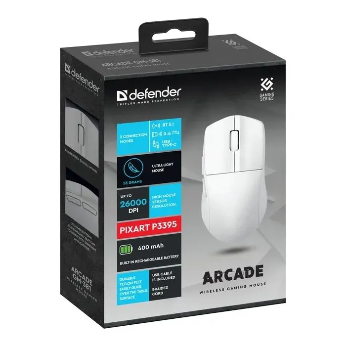 Мишка Defender Arcade GM-381 Wireless/Bluetooth White (52382) зображення 4