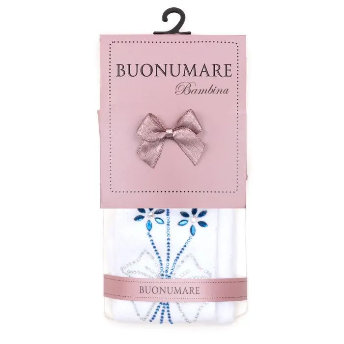 Колготки детские BNM с цветами из страз (M0C0302-1163-11G-cream)