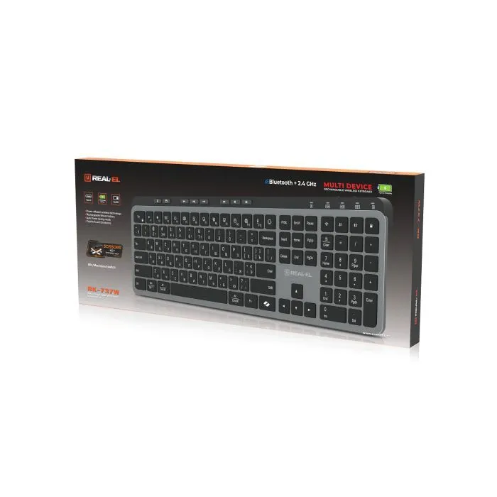 Клавіатура REAL-EL RK-737W Wireless/Bluetooth Black/Grey (EL123100060) зображення 12